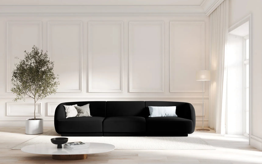 Miley 3-Sitzer Sofa mit Bezug aus Samt (Blu19) in Schwarz, 255x90 cm – Bild 6