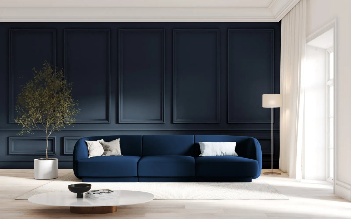 Miley 3-Sitzer Sofa mit Bezug aus Samt (Blu86) in Königsblau, 255x90 cm – Bild 1