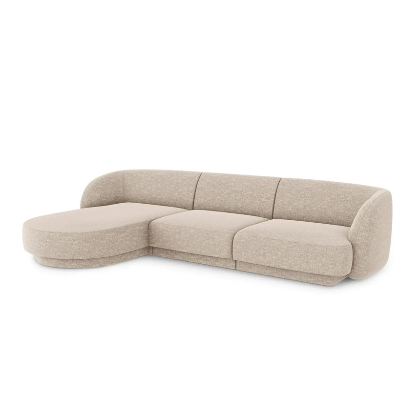 Miley 4-Sitzer Ecksofa Links mit Bezug aus Samt oder Chenille, 255x156 cm - ZEN ZONE Furniture