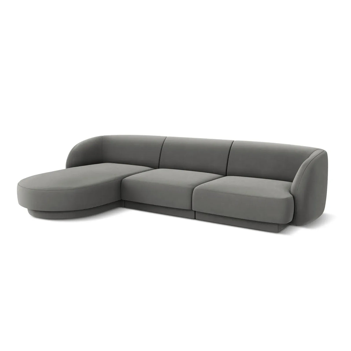 Miley 4-Sitzer Ecksofa Links mit Bezug aus Samt oder Chenille, 255x156 cm - ZEN ZONE Furniture