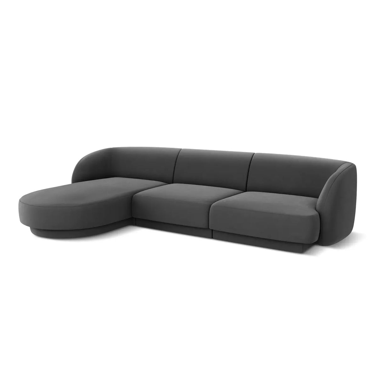 Miley 4-Sitzer Ecksofa Links mit Bezug aus Samt oder Chenille, 255x156 cm - ZEN ZONE Furniture