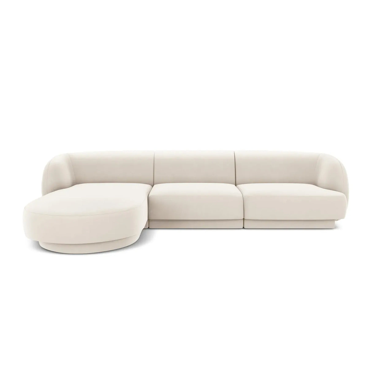 Miley 4-Sitzer Ecksofa Links mit Bezug aus Samt oder Chenille, 255x156 cm - ZEN ZONE Furniture