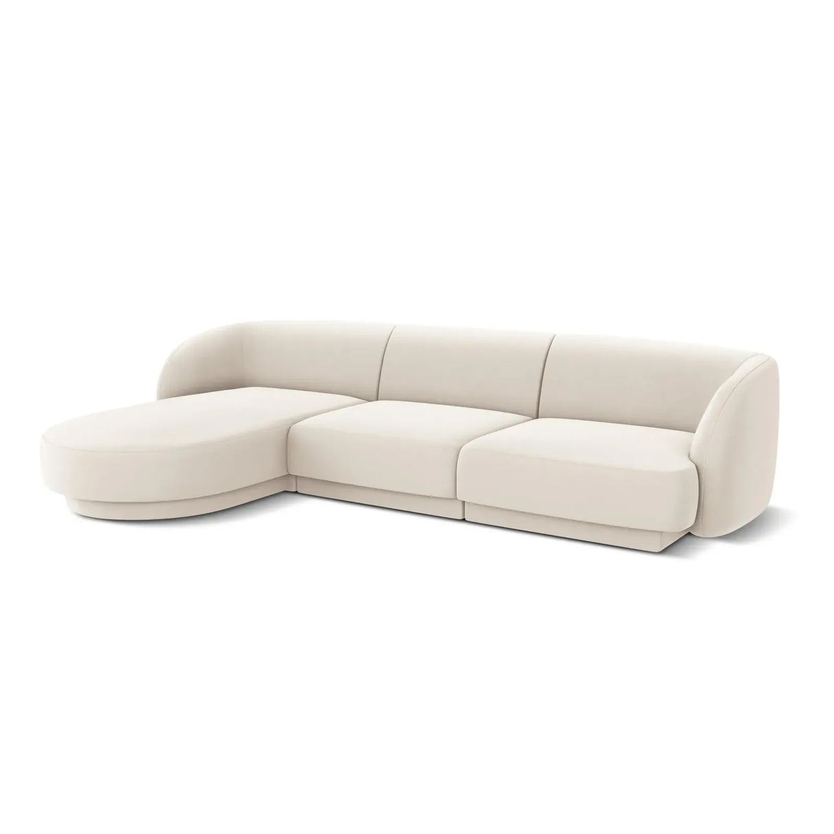 Miley 4-Sitzer Ecksofa Links mit Bezug aus Samt oder Chenille, 255x156 cm - ZEN ZONE Furniture