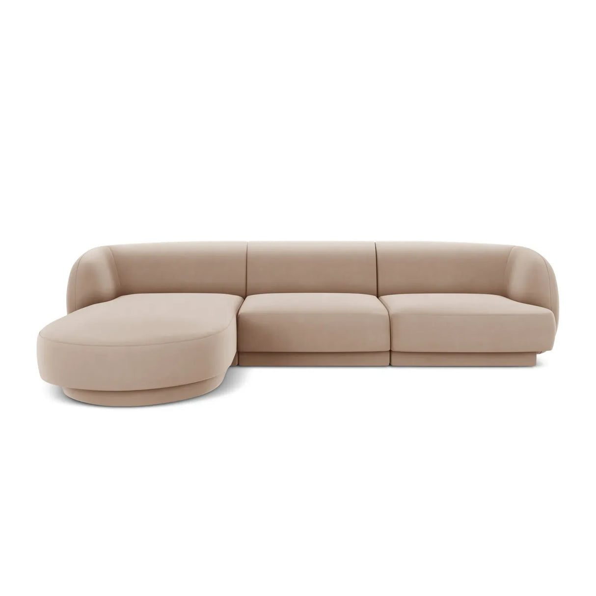 Miley 4-Sitzer Ecksofa Links mit Bezug aus Samt oder Chenille, 255x156 cm - ZEN ZONE Furniture
