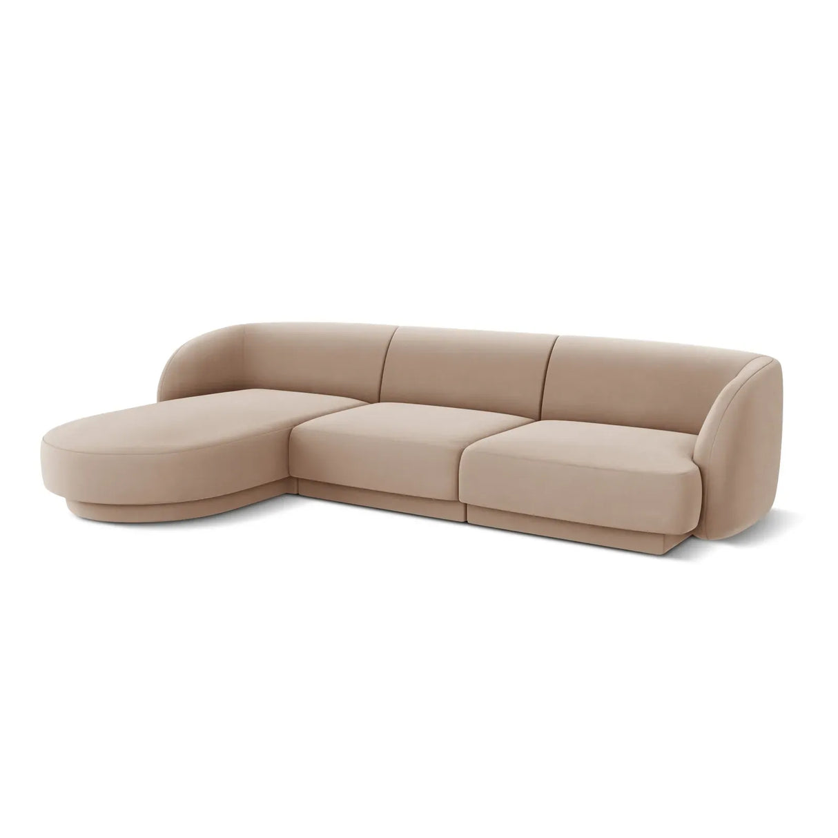Miley 4-Sitzer Ecksofa Links mit Bezug aus Samt oder Chenille, 255x156 cm - ZEN ZONE Furniture