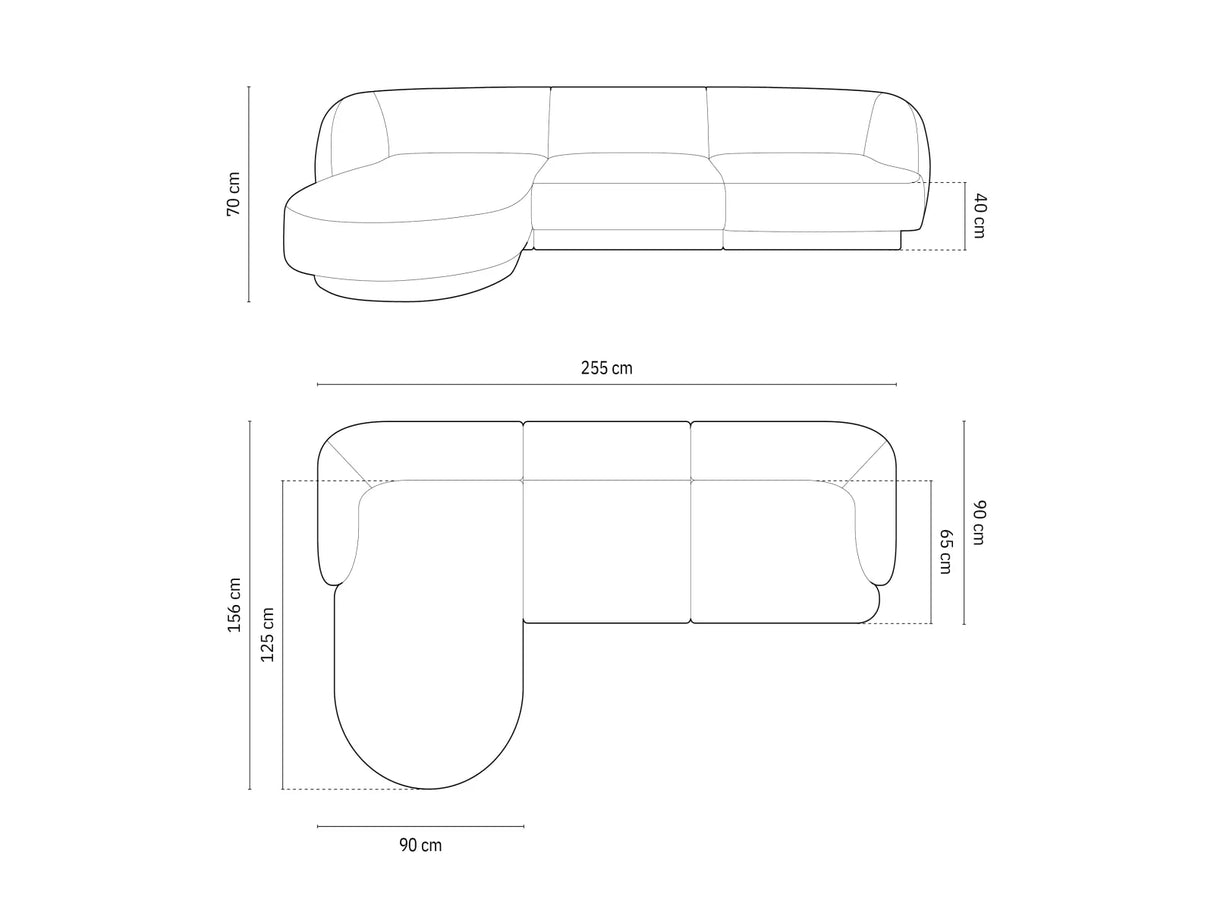 Miley 4-Sitzer Ecksofa Links mit Bezug aus Samt (Blu77) in Grün, 255x156 cm – Bild 5
