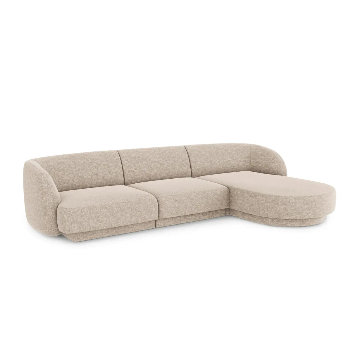Miley 4-Sitzer Ecksofa Rechts mit Bezug aus Samt oder Chenille, 255x156 cm - ZEN ZONE Furniture
