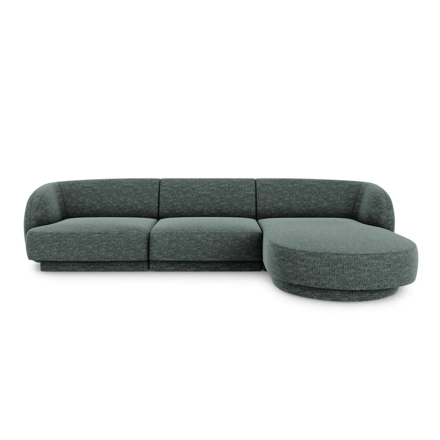 Miley 4-Sitzer Ecksofa Rechts mit Bezug aus Samt oder Chenille, 255x156 cm - ZEN ZONE Furniture
