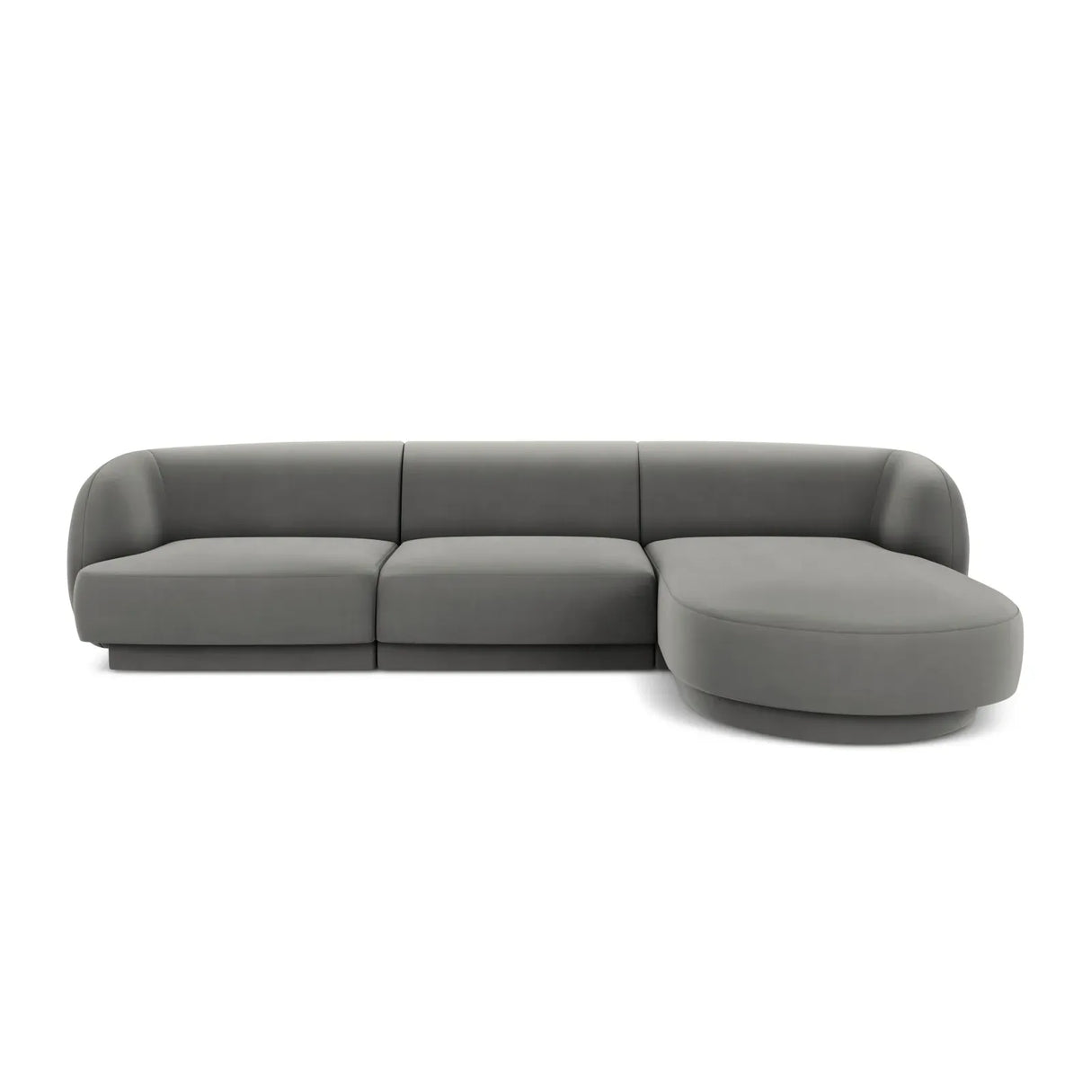 Miley 4-Sitzer Ecksofa Rechts mit Bezug aus Samt oder Chenille, 255x156 cm - ZEN ZONE Furniture