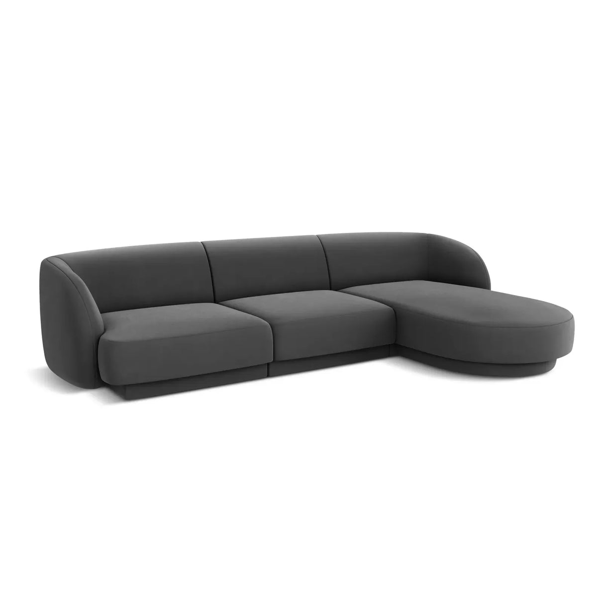 Miley 4-Sitzer Ecksofa Rechts mit Bezug aus Samt oder Chenille, 255x156 cm - ZEN ZONE Furniture