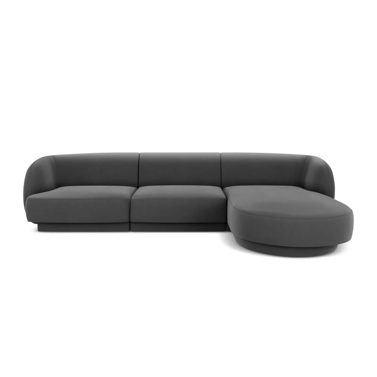 Miley 4-Sitzer Ecksofa Rechts mit Bezug aus Samt oder Chenille, 255x156 cm - ZEN ZONE Furniture