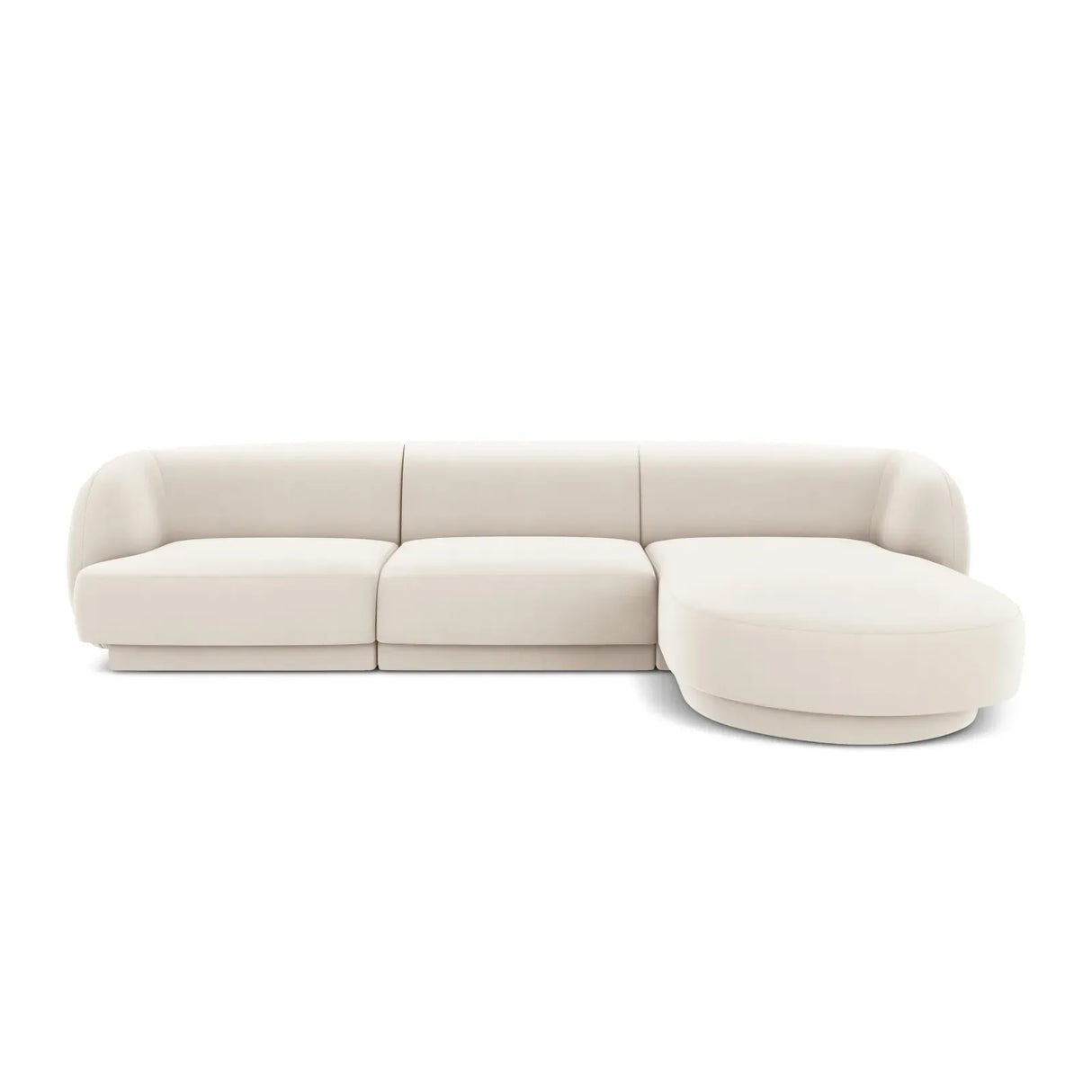 Miley 4-Sitzer Ecksofa Rechts mit Bezug aus Samt oder Chenille, 255x156 cm - ZEN ZONE Furniture