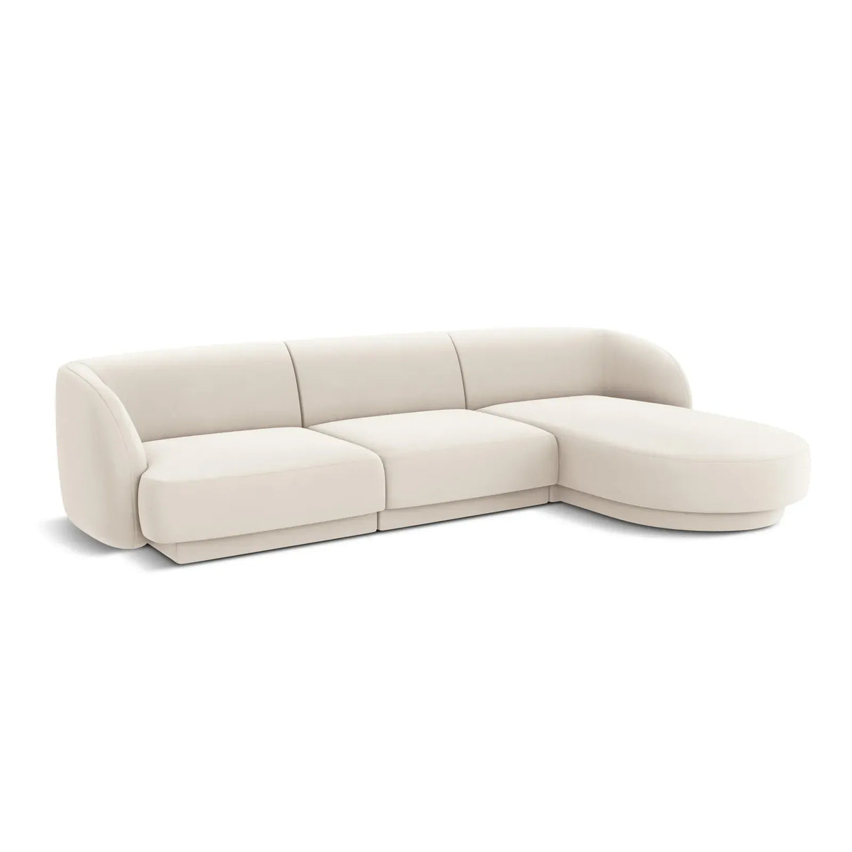 Miley 4-Sitzer Ecksofa Rechts mit Bezug aus Samt oder Chenille, 255x156 cm - ZEN ZONE Furniture