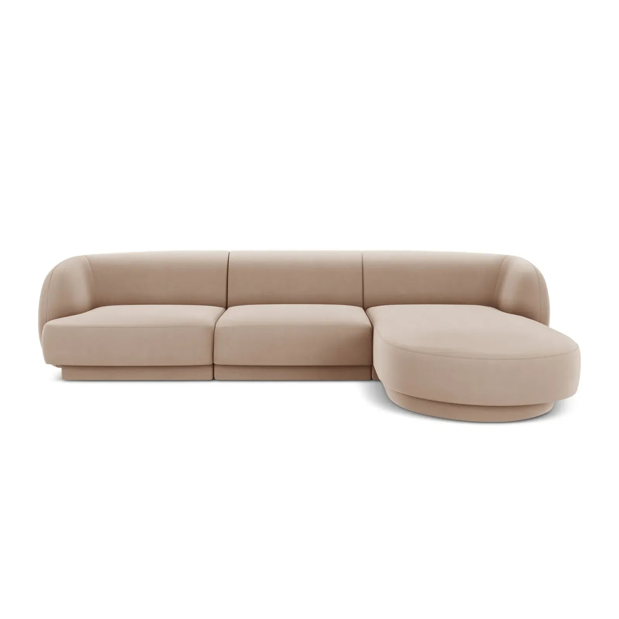 Miley 4-Sitzer Ecksofa Rechts mit Bezug aus Samt oder Chenille, 255x156 cm - ZEN ZONE Furniture
