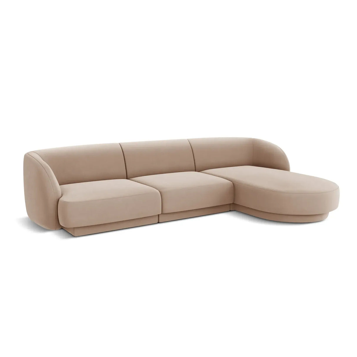 Miley 4-Sitzer Ecksofa Rechts mit Bezug aus Samt oder Chenille, 255x156 cm - ZEN ZONE Furniture