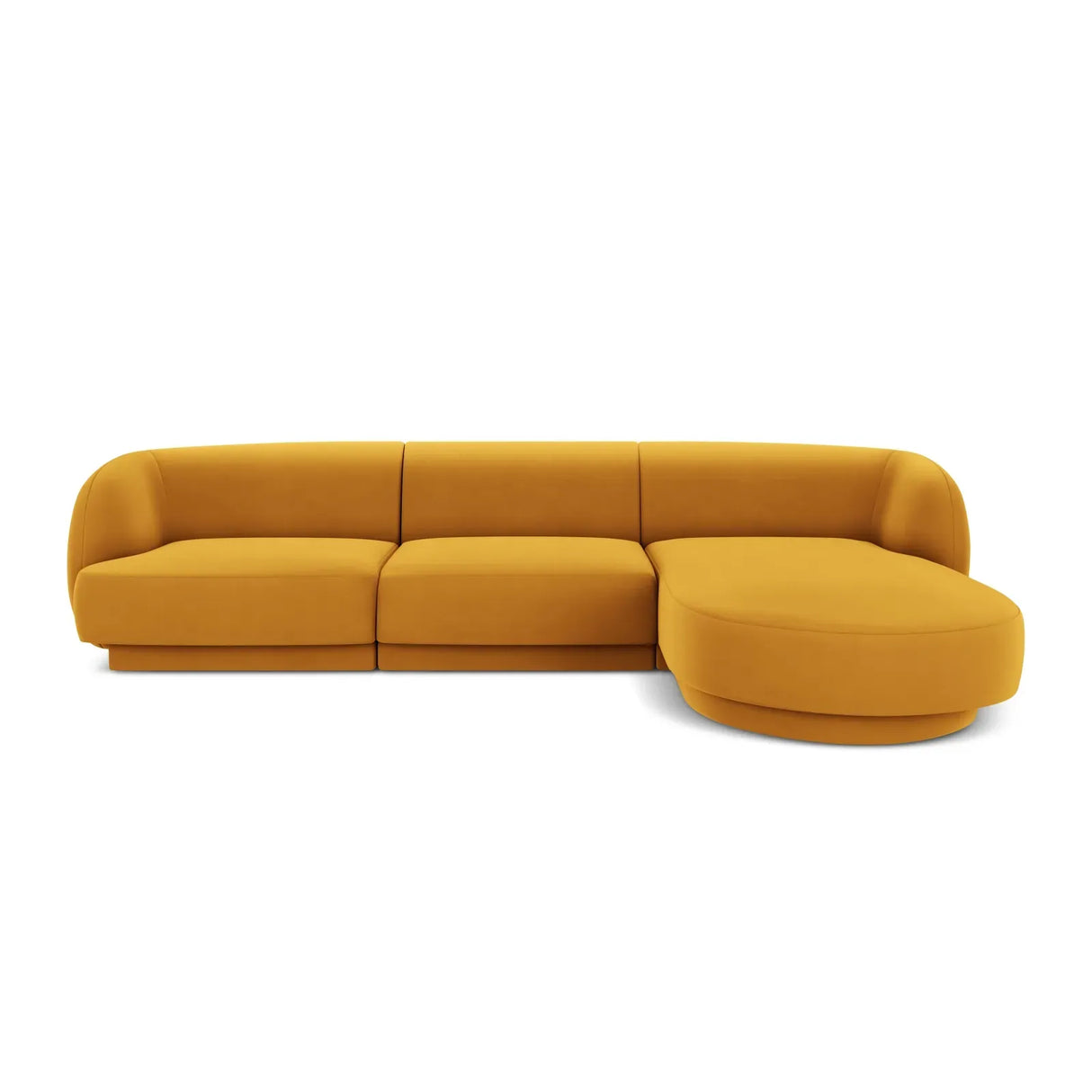 Miley 4-Sitzer Ecksofa Rechts mit Bezug aus Samt oder Chenille, 255x156 cm - ZEN ZONE Furniture