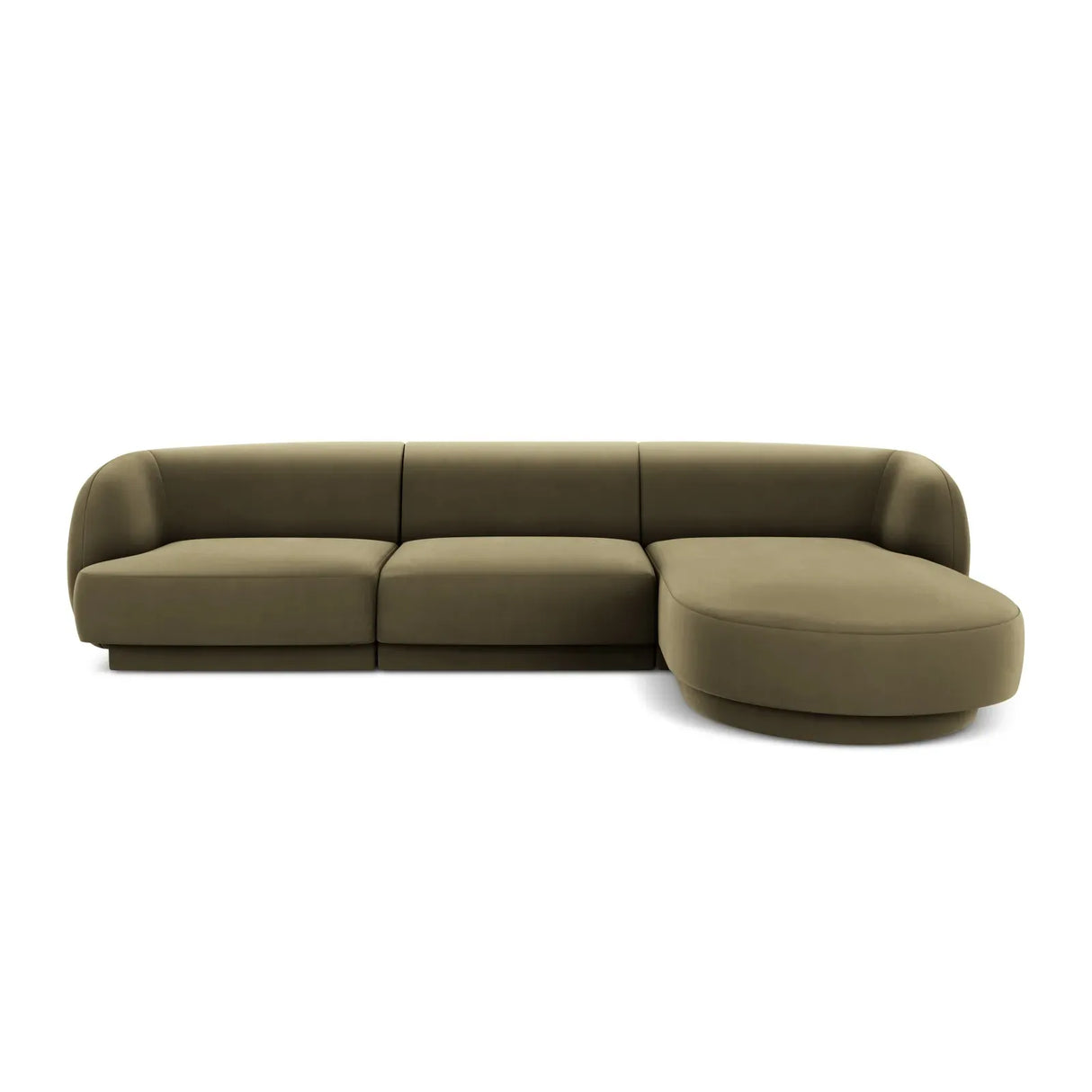 Miley 4-Sitzer Ecksofa Rechts mit Bezug aus Samt oder Chenille, 255x156 cm - ZEN ZONE Furniture