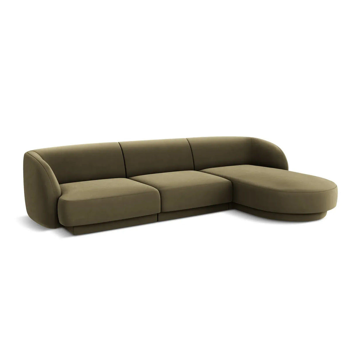 Miley 4-Sitzer Ecksofa Rechts mit Bezug aus Samt oder Chenille, 255x156 cm - ZEN ZONE Furniture