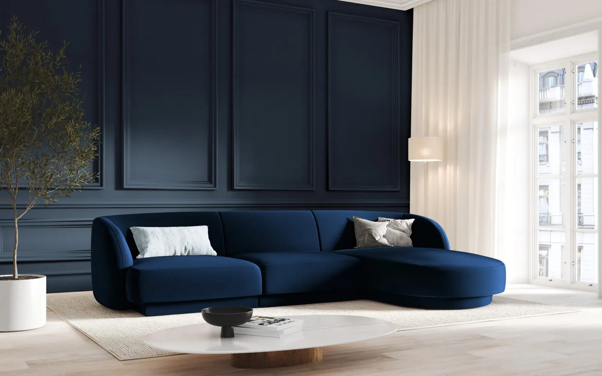 Miley 4-Sitzer Ecksofa Rechts mit Bezug aus Samt (Blu86) in Königsblau, 255x156 cm – Bild 6