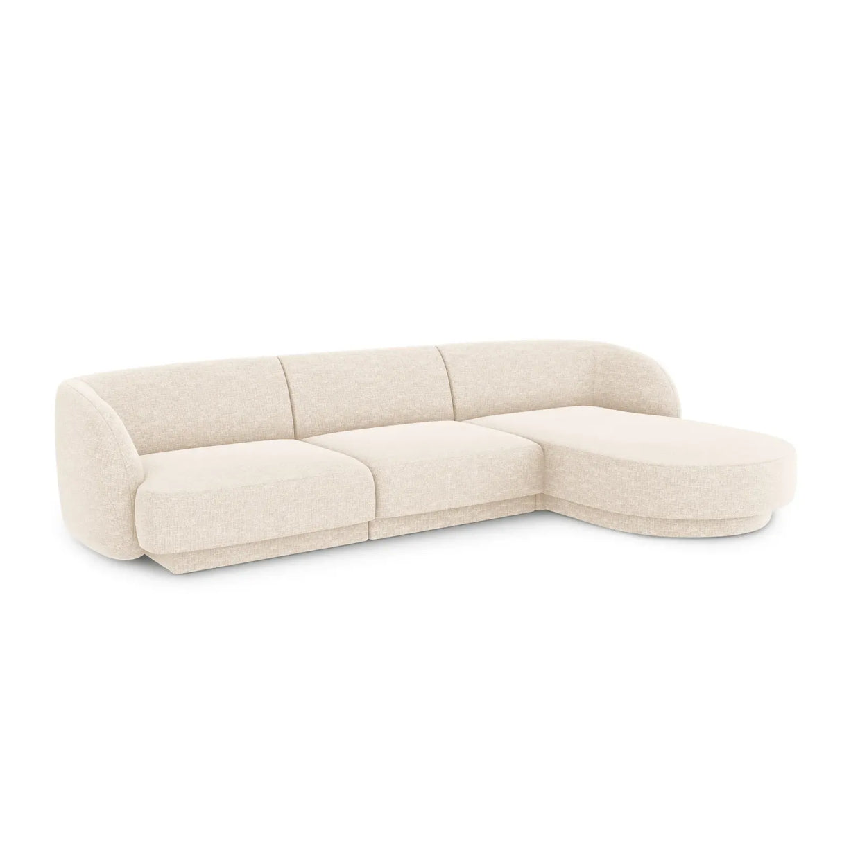 Miley 4-Sitzer Ecksofa Rechts mit Bezug aus Samt oder Chenille, 255x156 cm - ZEN ZONE Furniture