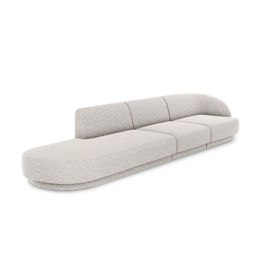 Miley 4-Sitzer Sofa, Linke Seite offen, in Chenille (Haga06) in Hellgrau, 323x90 cm – Bild 3