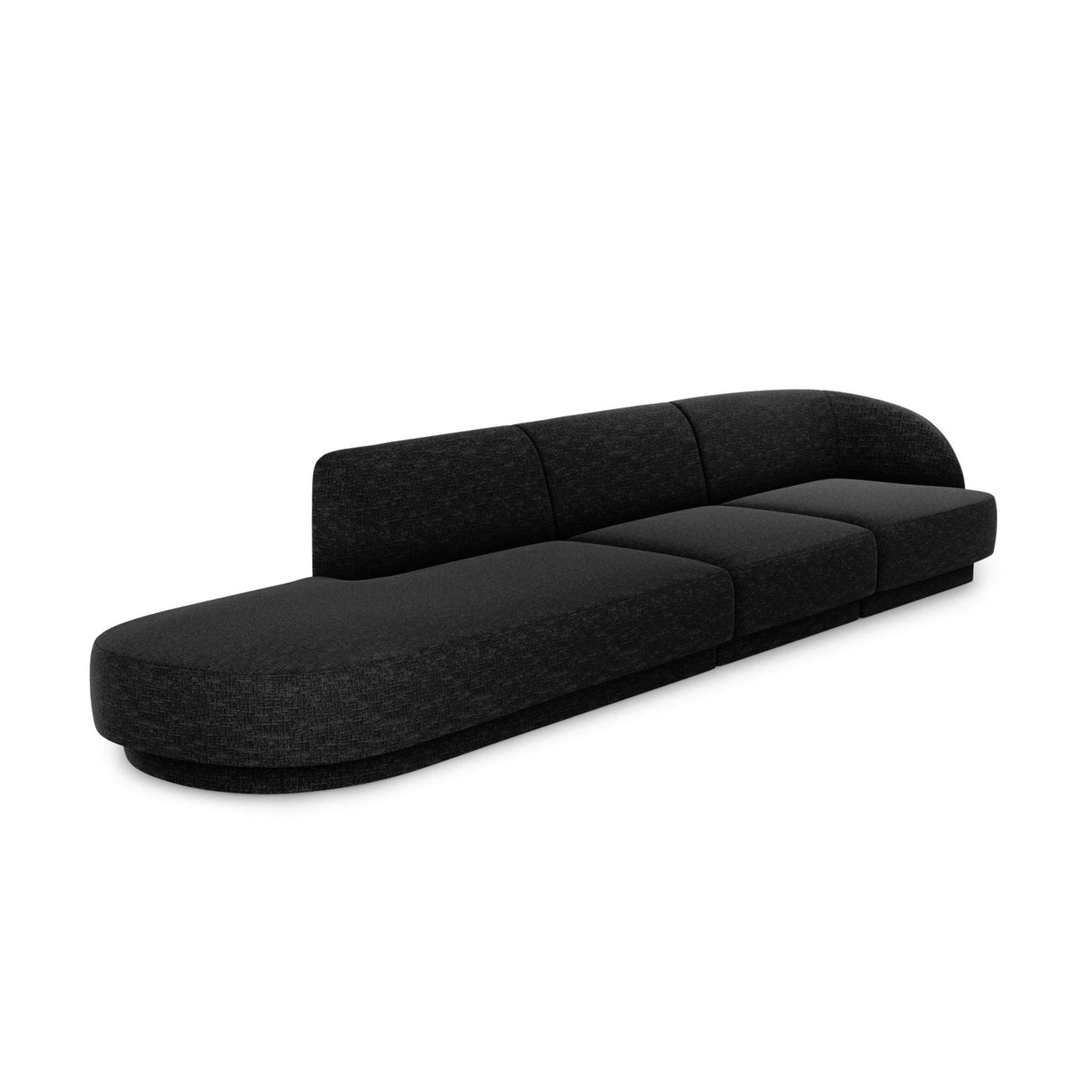 Miley 4-Sitzer Sofa, Linke Seite offen, in Chenille (Haga19) in Schwarz, 323x90 cm – Bild 3