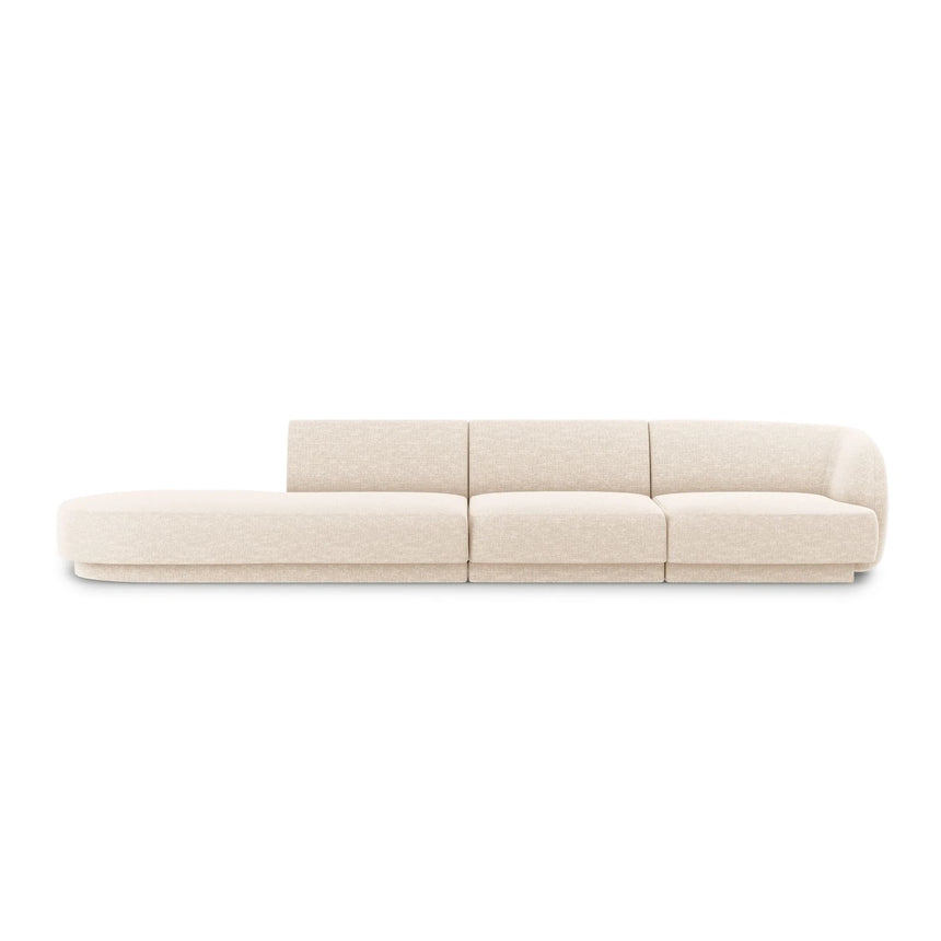 Miley 4-Sitzer Sofa, Linke Seite offen, in Chenille (Haga23) in Leichtes Beige, 323x90 cm – Bild 1
