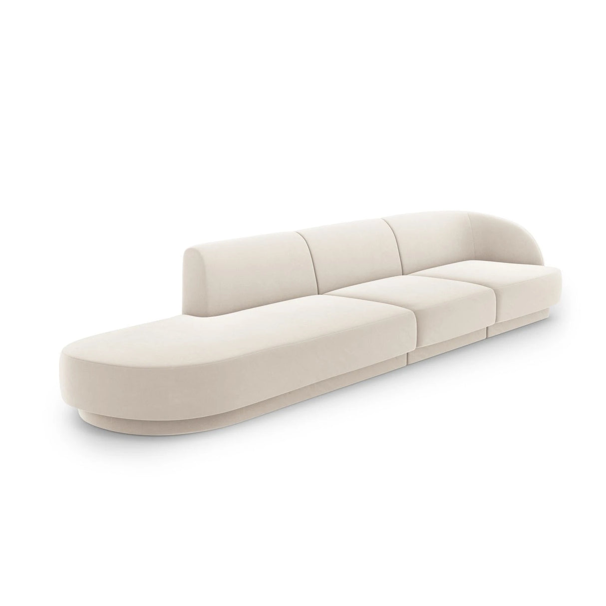 Miley 4-Sitzer Sofa, Linke Seite offen, in Samt (Blu22) in Leichtes Beige, 323x90 cm – Bild 3