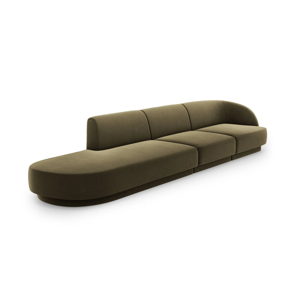 Miley 4-Sitzer Sofa, Linke Seite offen, in Samt (Blu77) in Grün, 323x90 cm – Bild 3