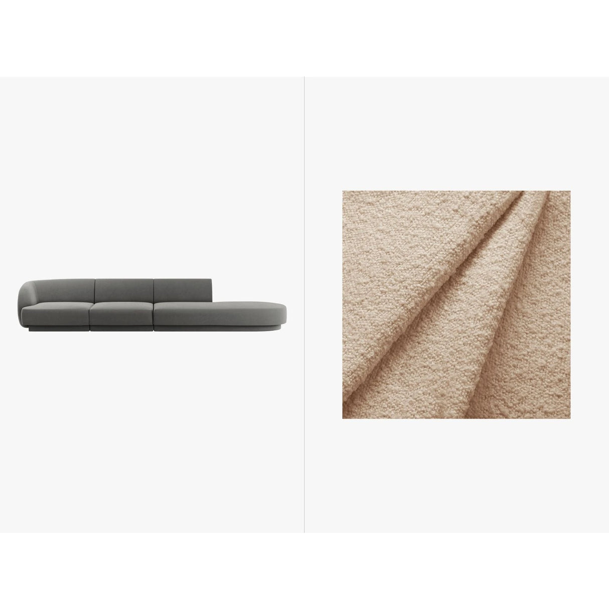 Miley 4-Sitzer Sofa, Rechte Seite offen, in Boucle (Bal2074) in Beige, 323x90 cm – Bild 1