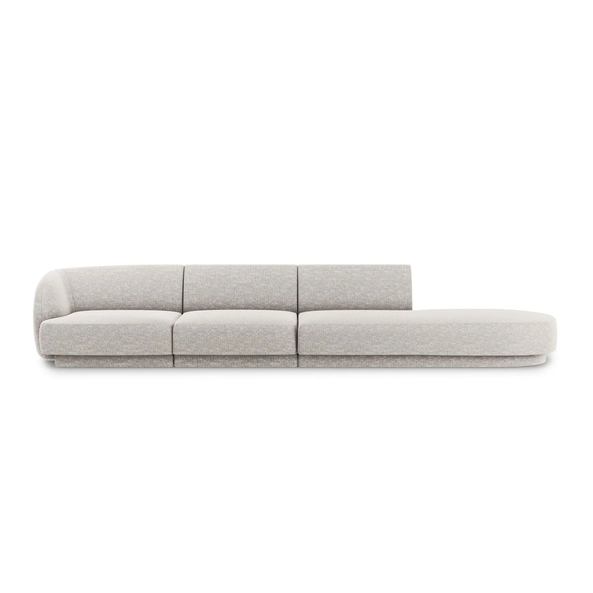 Miley 4-Sitzer Sofa, Rechte Seite offen, in Chenille (Haga06) in Hellgrau, 323x90 cm – Bild 1