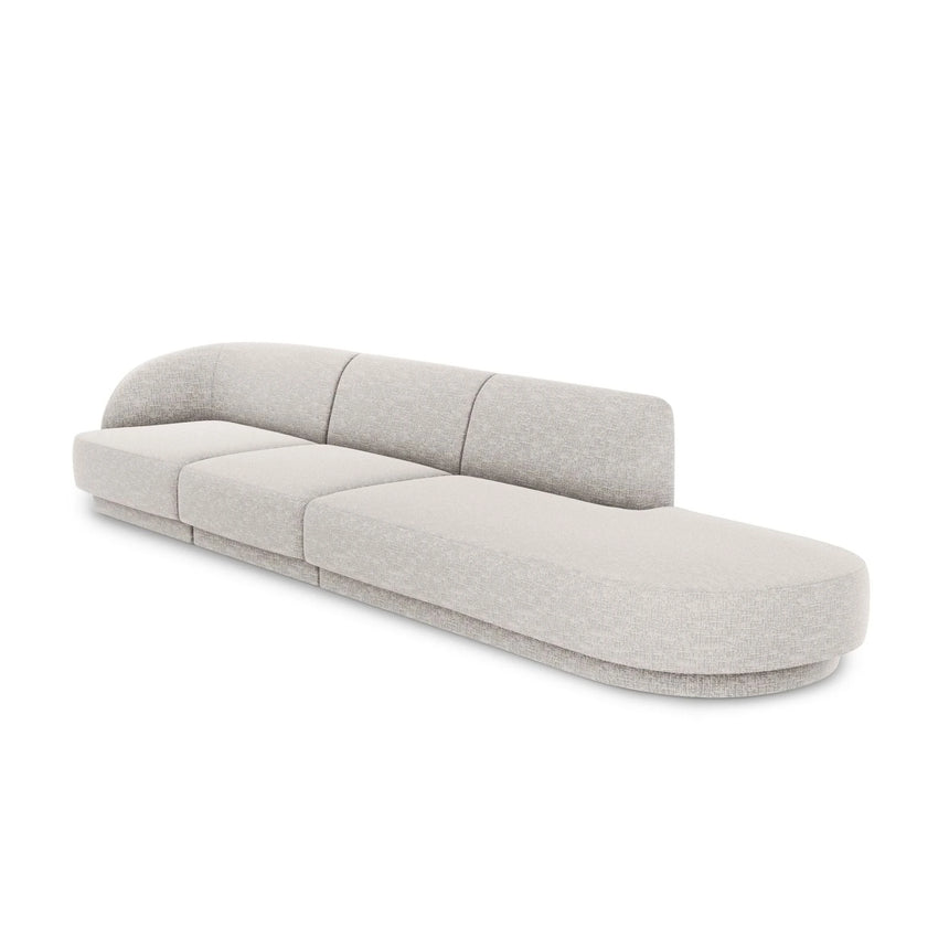Miley 4-Sitzer Sofa, Rechte Seite offen, in Chenille (Haga06) in Hellgrau, 323x90 cm – Bild 3