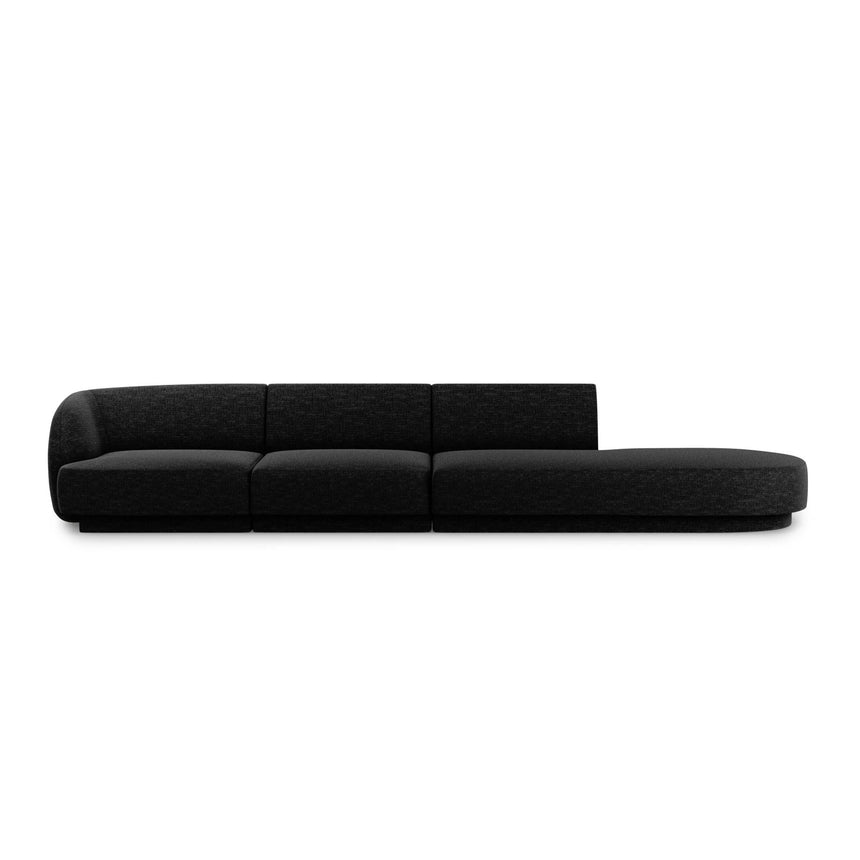 Miley 4-Sitzer Sofa, Rechte Seite offen, in Chenille (Haga19) in Schwarz, 323x90 cm – Bild 1