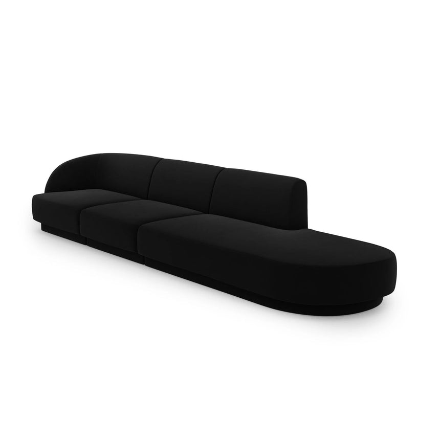 Miley 4-Sitzer Sofa, Rechte Seite offen, in Samt (Blu19) in Schwarz, 323x90 cm – Bild 3