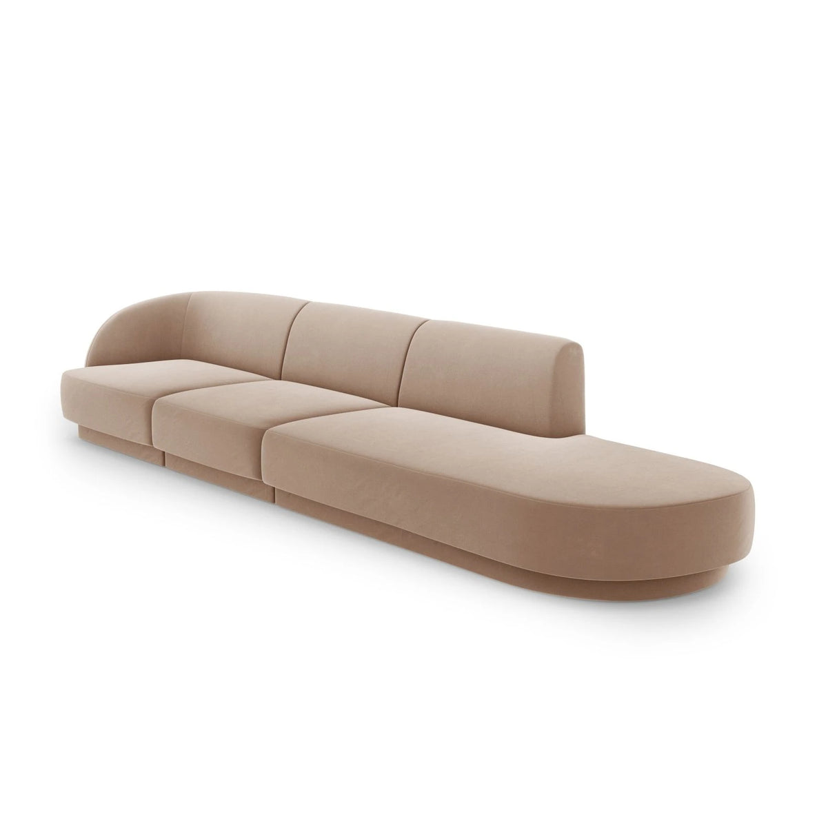 Miley 4-Sitzer Sofa, Rechte Seite offen, in Samt (Blu40) in Cappuccino, 323x90 cm – Bild 3