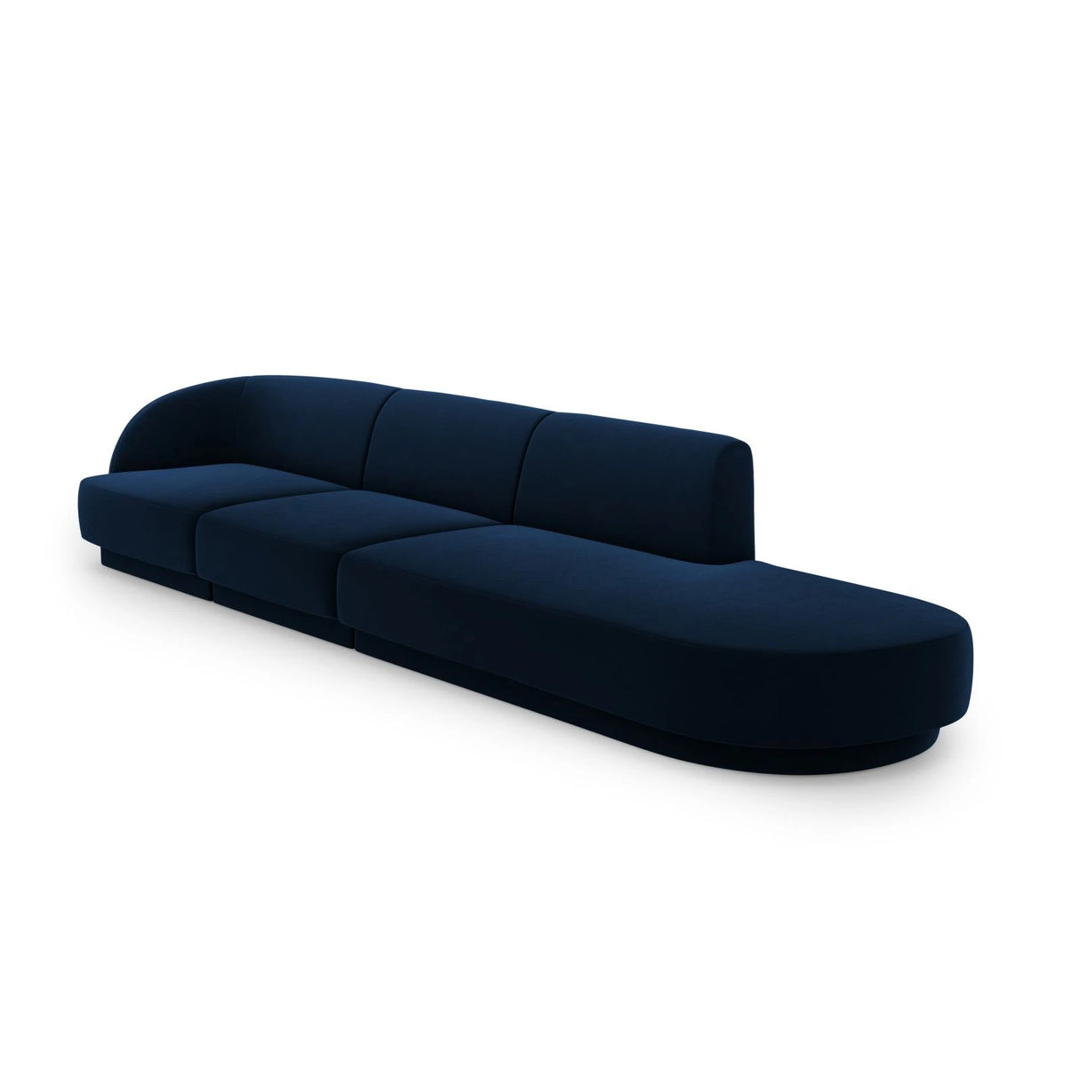 Miley 4-Sitzer Sofa, Rechte Seite offen, in Samt (Blu86) in Königsblau, 323x90 cm – Bild 3