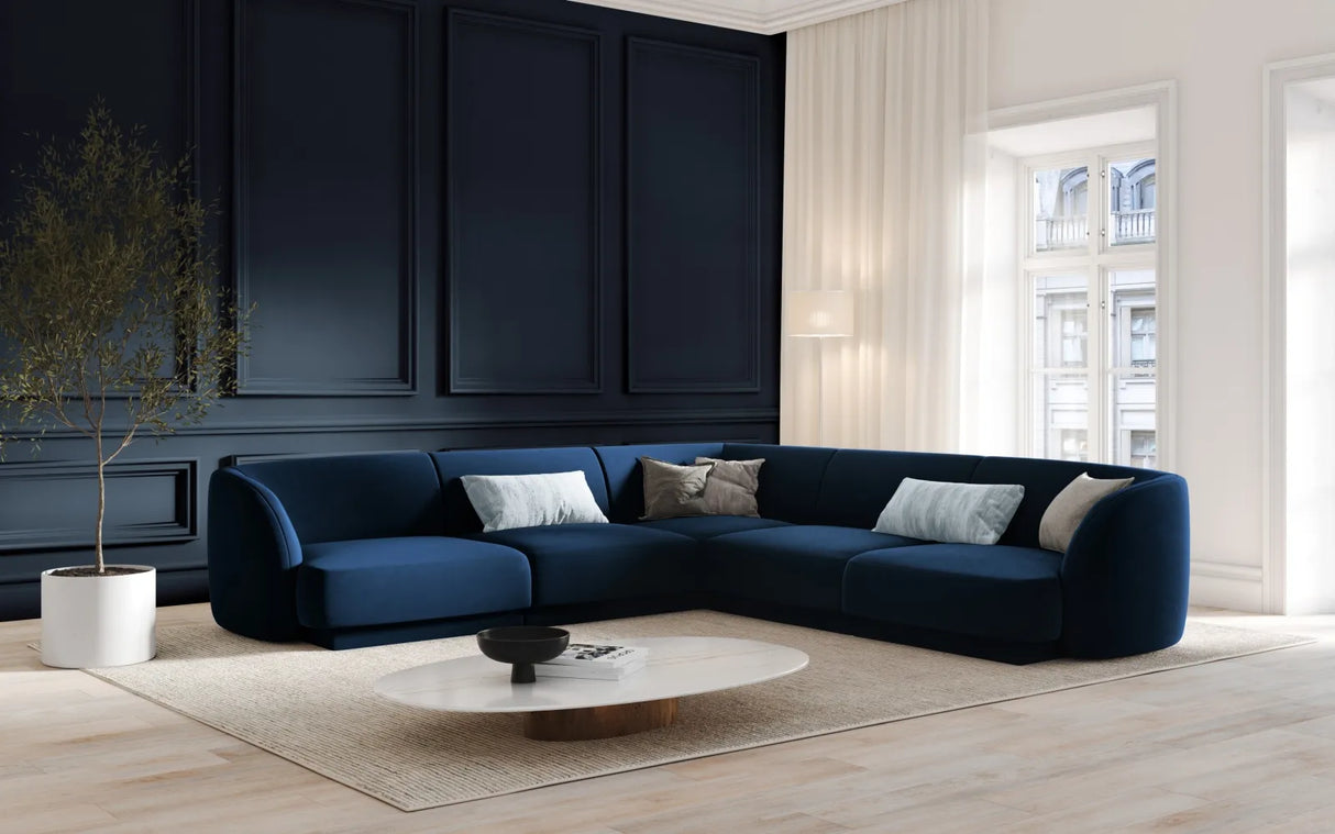 Miley 5-Sitzer Ecksofa mit Bezug aus Samt (Blu86) in Königsblau, 255x255 cm – Bild 5