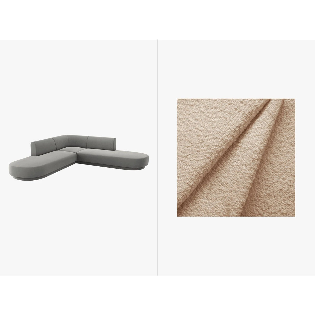 Miley 5-Sitzer Ecksofa, symmetrisch, in Boucle (Bal2074) in Beige, 248x248 cm – Bild 1