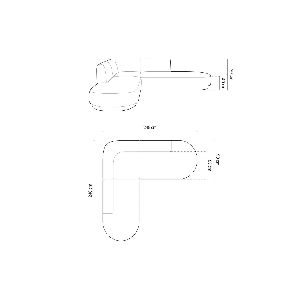 Miley 5-Sitzer Ecksofa, symmetrisch, in Samt (Blu13) in Hellgrau, 248x248 cm – Bild 2