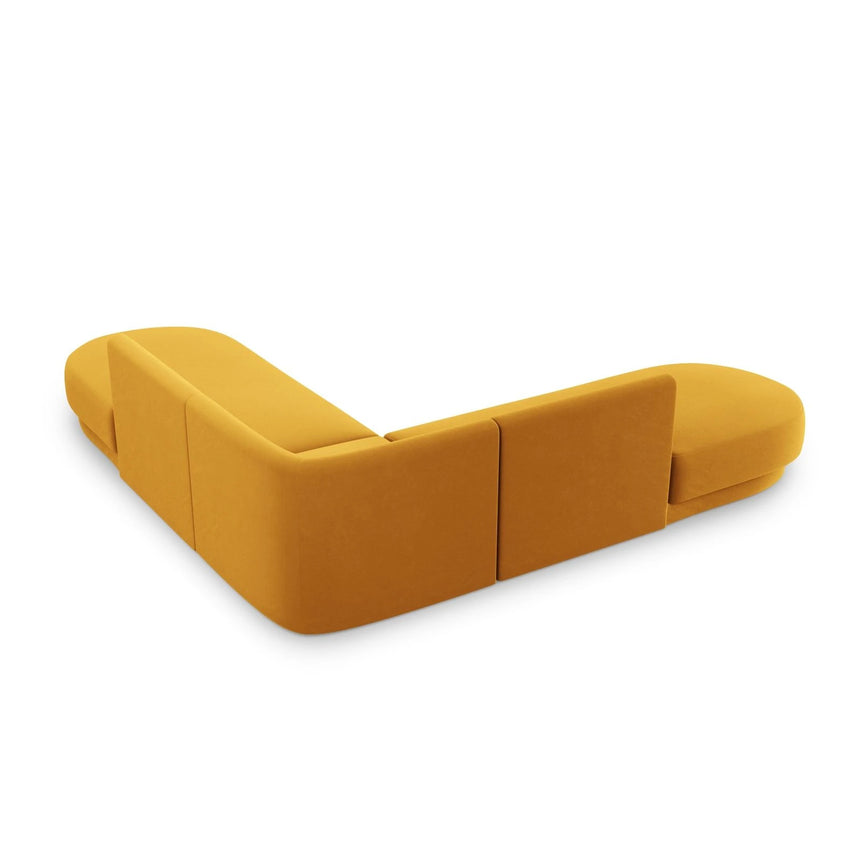 Miley 5-Sitzer Ecksofa, symmetrisch, in Samt (Blu68) in Gelb, 248x248 cm – Bild 4