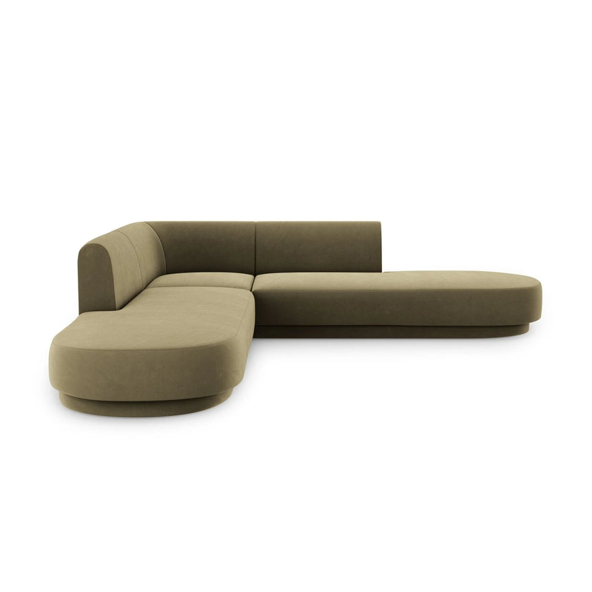 Miley 5-Sitzer Ecksofa, symmetrisch, in Samt (Blu77) in Grün, 248x248 cm – Bild 1