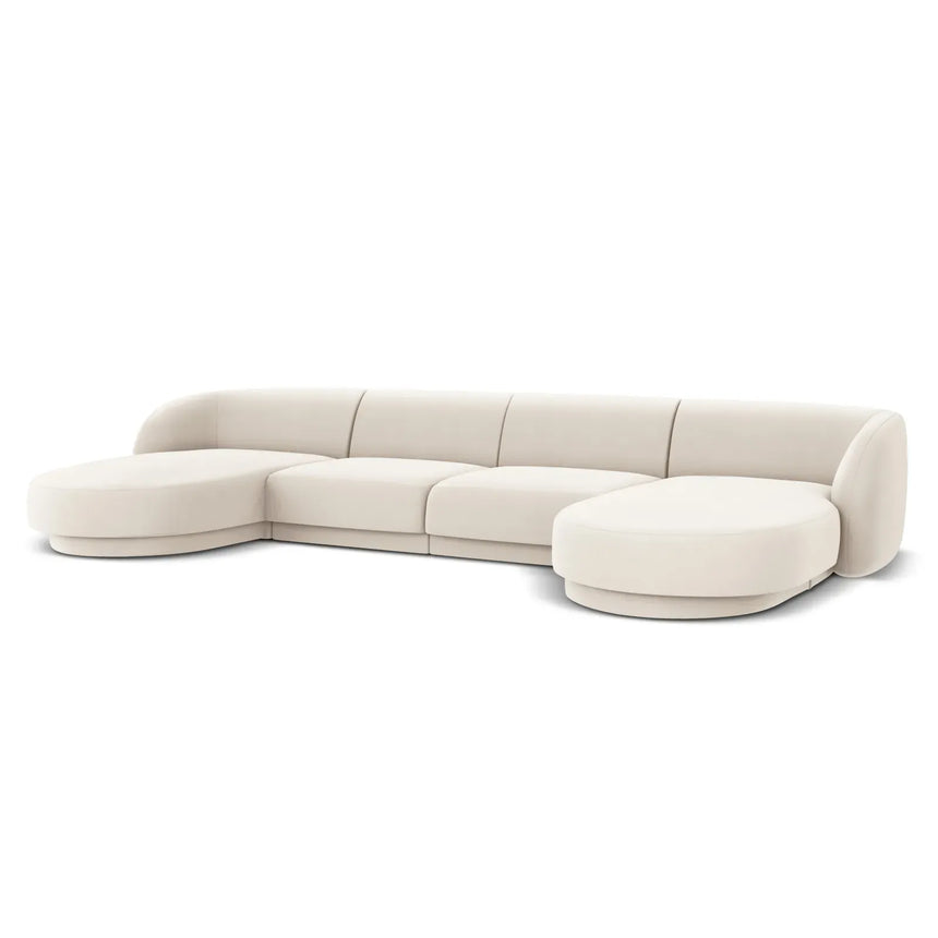 Miley 5-Sitzer Panorama-Sofa mit Bezug aus Samt oder Boucle, 330x156 cm - ZEN ZONE Furniture
