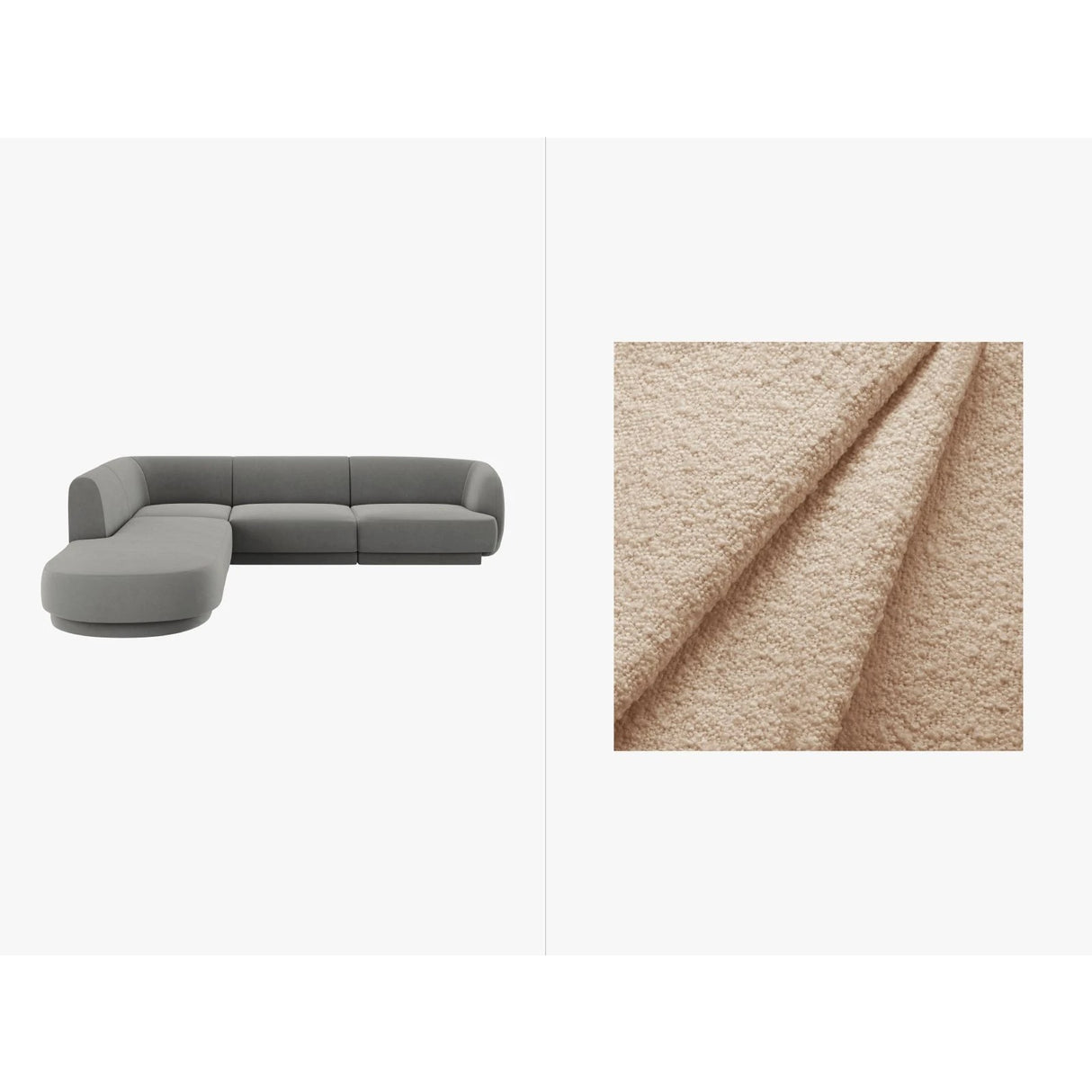 Miley 6-Sitzer Ecksofa, Chaiselongue Links, in Boucle (Bal2074) in Beige, 255x248 cm – Bild 1