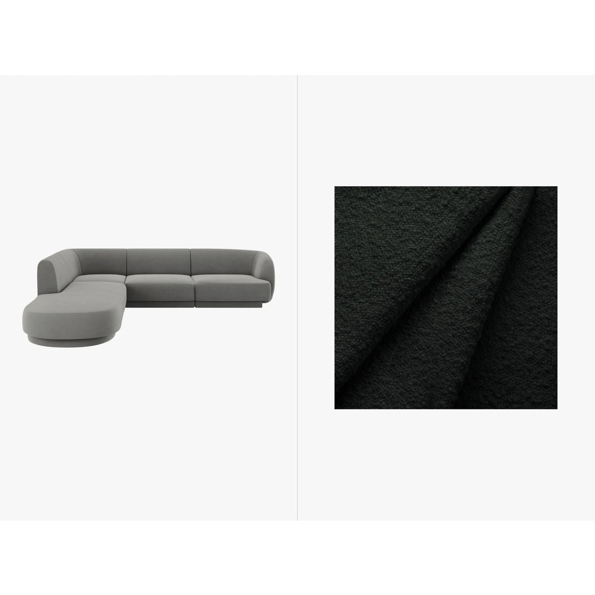 Miley 6-Sitzer Ecksofa, Chaiselongue Links, in Boucle (Bal2082) in Schwarz, 255x248 cm – Bild 1