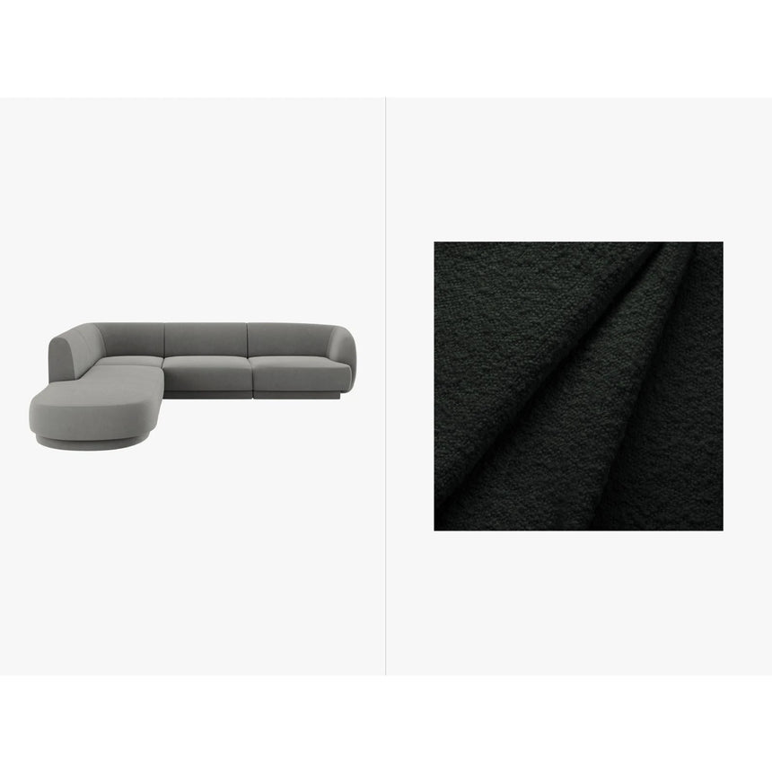 Miley 6-Sitzer Ecksofa, Chaiselongue Links, in Boucle (Bal2082) in Schwarz, 255x248 cm – Bild 1