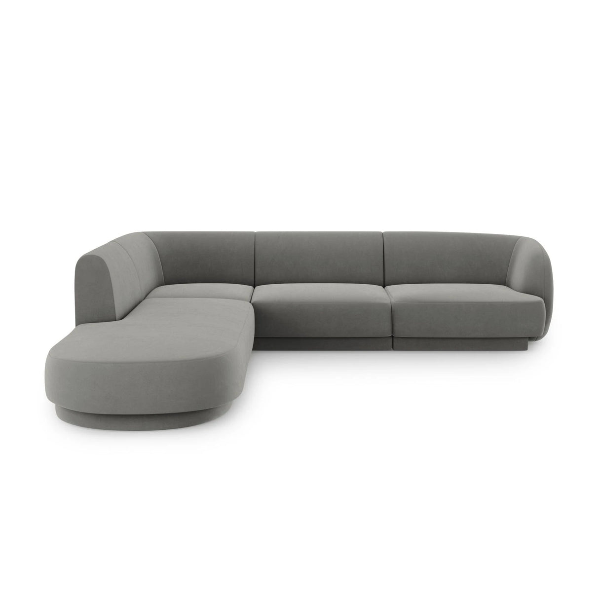 Miley 6-Sitzer Ecksofa, Chaiselongue Links, in Samt (Blu13) in Hellgrau, 255x248 cm – Bild 1