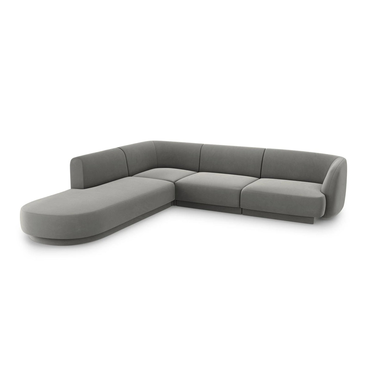 Miley 6-Sitzer Ecksofa, Chaiselongue Links, in Samt (Blu13) in Hellgrau, 255x248 cm – Bild 3