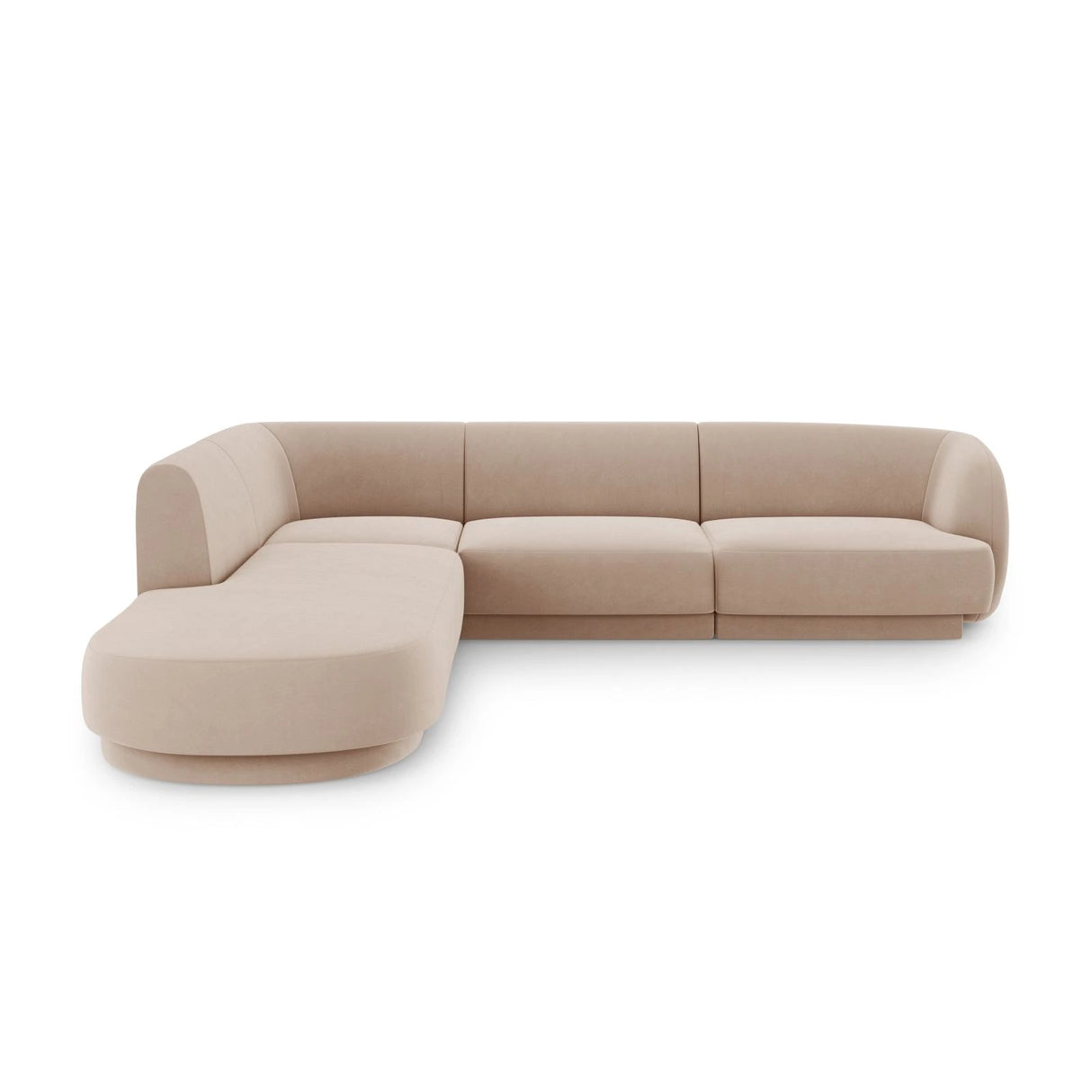 Miley 6-Sitzer Ecksofa, Chaiselongue Links, in Samt (Blu40) in Cappuccino, 255x248 cm – Bild 1