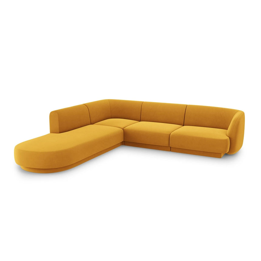 Miley 6-Sitzer Ecksofa, Chaiselongue Links, in Samt (Blu68) in Gelb, 255x248 cm – Bild 3