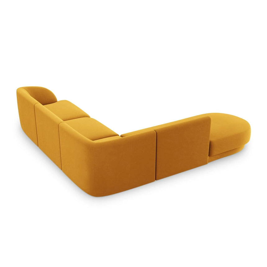 Miley 6-Sitzer Ecksofa, Chaiselongue Links, in Samt (Blu68) in Gelb, 255x248 cm – Bild 4